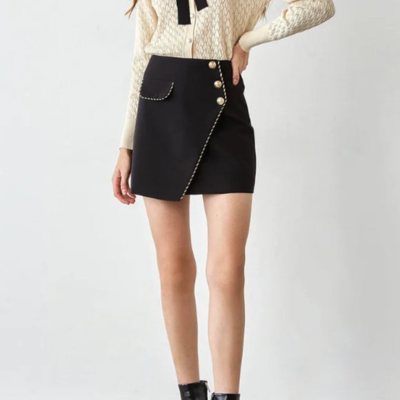 J.ING Inaya Black Asymmetrical Skirt - Black Mini Skirt - NWT, Never Worn - Picture 6 of 6